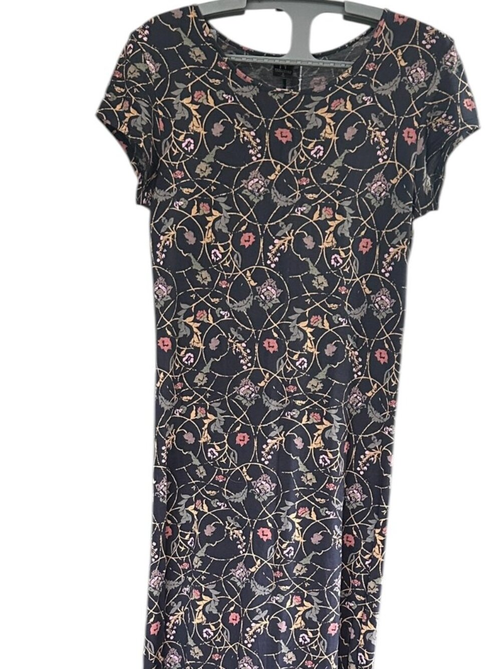 PERUVIAN CONNECTION Arabesque Floral Maxi T-Shirt Dress Size S